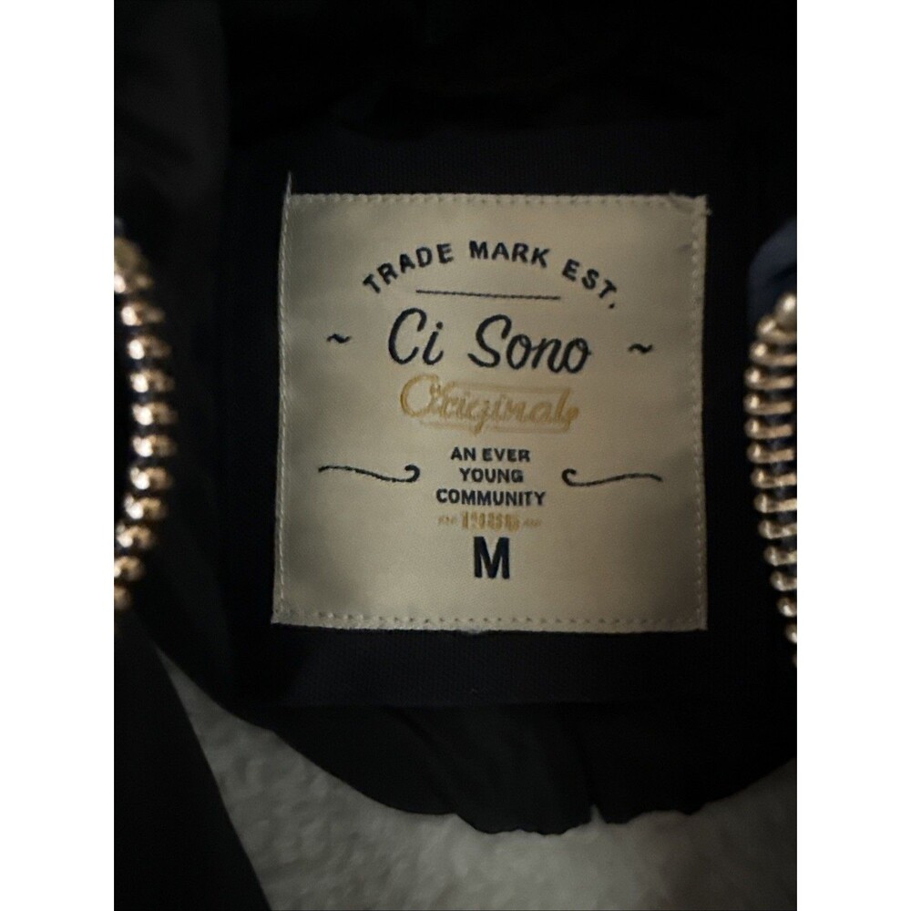Padded Hooded Wind Resistant Cozy Zip Vest Black Cream Fleece Young Sz M Ci Sono - Picture 12 of 16